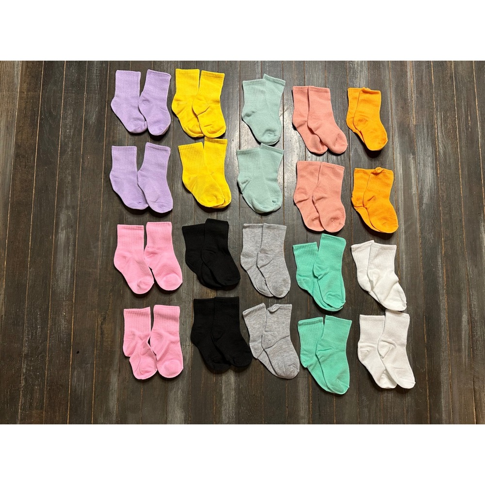 Shein Kids Crew Socks Lot 20 Pairs Multicolor Ribbed Knit Polyester Spandex